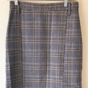 LIKE NEW! Wool Plaid Houndstooth Pencil Skirt Tartan Size Small